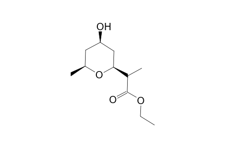 Ethyl 2-(2'S,4'R,6'S)-4'-hydroxy-6'-methyl-2H-tetrahydro-pyran-2'-yl)propanoate