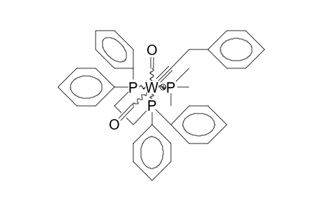 (trans)-Phenylethylidyne-(1,2-diphenylphosphino-ethylene) trimethylphosphino tungsten dicarbonyl cation