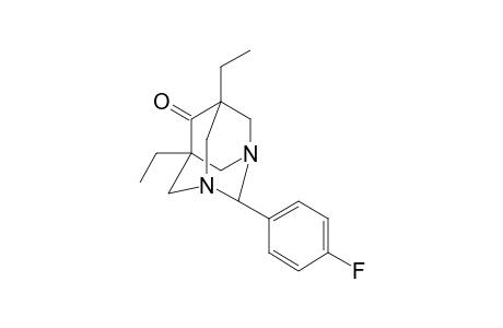 5,7-Diethyl-2-(4-fluoro-phenyl)-1,3-diaza-tricyclo[3.3.1.1(3,7)]decan-6-one