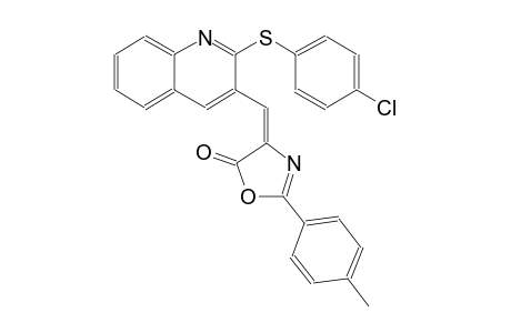 5(4H)-oxazolone, 4-[[2-[(4-chlorophenyl)thio]-3-quinolinyl]methylene]-2-(4-methylphenyl)-, (4E)-
