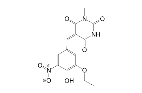 2,4,6(1H,3H,5H)-pyrimidinetrione, 5-[(3-ethoxy-4-hydroxy-5-nitrophenyl)methylene]-1-methyl-, (5E)-