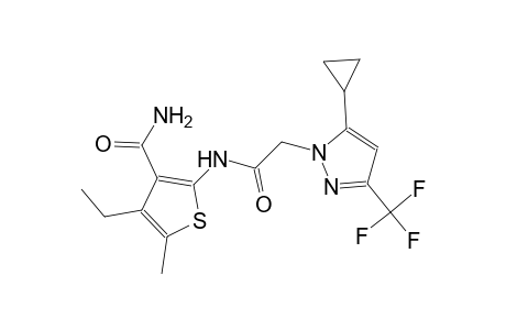 2-({[5-cyclopropyl-3-(trifluoromethyl)-1H-pyrazol-1-yl]acetyl}amino)-4-ethyl-5-methyl-3-thiophenecarboxamide
