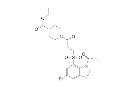 4-piperidinecarboxylic acid, 1-[3-[[5-bromo-2,3-dihydro-1-(1-oxopropyl)-1H-indol-7-yl]sulfonyl]-1-oxopropyl]-, ethyl ester