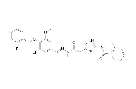 N-{5-[2-((2E)-2-{3-chloro-4-[(2-fluorobenzyl)oxy]-5-methoxybenzylidene}hydrazino)-2-oxoethyl]-1,3,4-thiadiazol-2-yl}-2-methylbenzamide