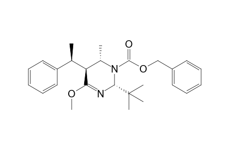 Benzyl rac-(1'S,2R,5S,6S)-2-(t-butyl)-5-(1'-phenylethyl)-6-methyl-4-methoxy-5,6-dihydro-2H-pyrimidine-1-carboxylate