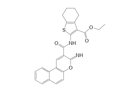 Ethyl 2-(3-imino-3H-benzo[f]chromene-2-carboxamido)-4,5,6,7-tetrahydrobenzo[b]thiophene-3-carboxylate