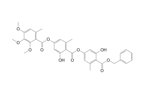 Benzoic acid, 2-hydroxy-6-methyl-4-[(2,3,4-trimethoxy-6-methylbenzoyl)oxy]-, 3-hydroxy-5-methyl-4-[(phenylmethoxy)carbonyl]phenyl ester
