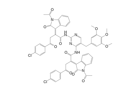 2,4-Bis-[(2E)-2-(1-Acetyl-2-oxo-1,2-dihydro-3H-indol-3-ylidene)-4-(4-chlorophenyl)-4-oxobutanoyl]diamino-5-[(3,4,5-trimethoxybenzyl)]pyrimidine