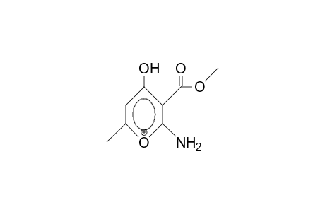 2-Amino-3-methoxycarbonyl-6-methyl-4-hydroxy-pyrylium cation