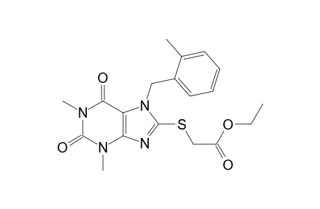 Acetic acid, 2-[[2,3,6,7-tetrahydro-1,3-dimethyl-7-[(2-methylphenyl)methyl]-2,6-dioxo-1H-purin-8-yl]thio]-, ethyl ester