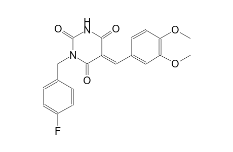(5E)-5-(3,4-dimethoxybenzylidene)-1-(4-fluorobenzyl)-2,4,6(1H,3H,5H)-pyrimidinetrione