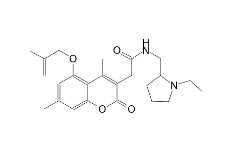 2H-1-benzopyran-3-acetamide, N-[(1-ethyl-2-pyrrolidinyl)methyl]-4,7-dimethyl-5-[(2-methyl-2-propenyl)oxy]-2-oxo-