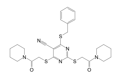 2,4-bis[(2-oxidanylidene-2-piperidin-1-yl-ethyl)sulfanyl]-6-(phenylmethylsulfanyl)pyrimidine-5-carbonitrile