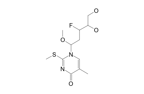 2,3-DIDEOXY-3-FLUORO-1-O-METHYL-1-C-(5-METHYL-2-METHYLTHIO-4-OXO-1-(4H)-PYRIMIDINYL)-D-ERYTHRO-PENTITOL