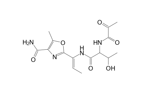 4-Oxazolecarboxamide, 2-[1-[[2-[(1,2-dioxopropyl)amino]-3-hydroxy-1-oxobutyl]amino]-1-prope nyl]-5-methyl-