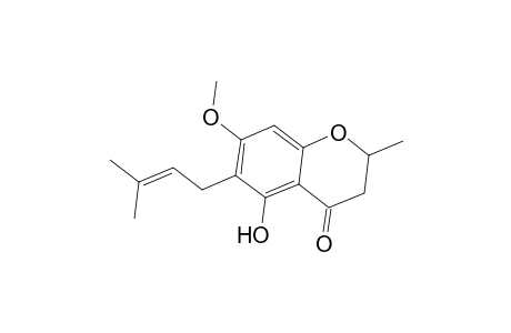 4H-1-Benzopyran-4-one, 2,3-dihydro-5-hydroxy-7-methoxy-2-methyl-6-(3-methyl-2-butenyl)-
