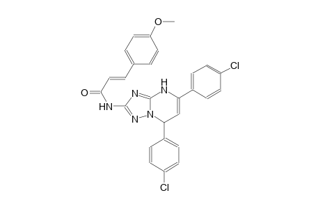(2E)-N-[5,7-bis(4-chlorophenyl)-4,7-dihydro[1,2,4]triazolo[1,5-a]pyrimidin-2-yl]-3-(4-methoxyphenyl)-2-propenamide
