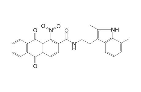 N-[2-(2,7-dimethyl-1H-indol-3-yl)ethyl]-1-nitro-9,10-bis(oxidanylidene)anthracene-2-carboxamide