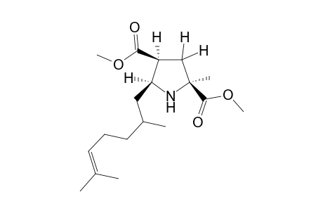 (-)-Dimethyl 2-Methyl-5-citronellylpyrroline-r-2,c-4-dicarboxylate