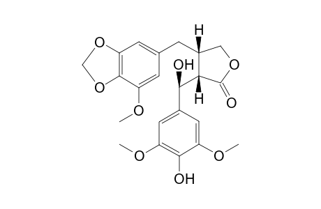 (2S,3R,6S)-2-[Hydroxy(4'-hydroxy-3',5'-dimethoxyphenyl)methyl]-3-(5"-methoxy-3",4"-methylenedioxybenzyl)-butyrolactone