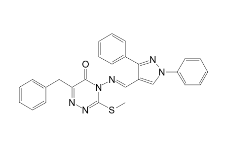 6-Benzyl-4-((1,3-diphenyl-1H-pyrazol-4-yl)methyleneamino)-3-(methylthio)-1,2,4-triazin-5(4H)-one