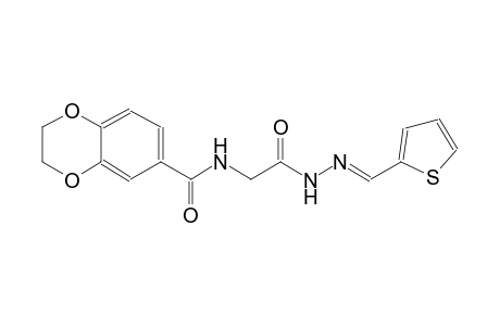 N-{2-oxo-2-[(2E)-2-(2-thienylmethylene)hydrazino]ethyl}-2,3-dihydro-1,4-benzodioxin-6-carboxamide