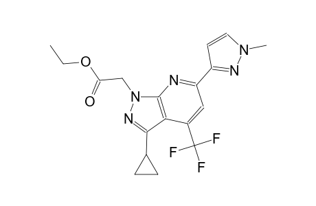1H-pyrazolo[3,4-b]pyridine-1-acetic acid, 3-cyclopropyl-6-(1-methyl-1H-pyrazol-3-yl)-4-(trifluoromethyl)-, ethyl ester