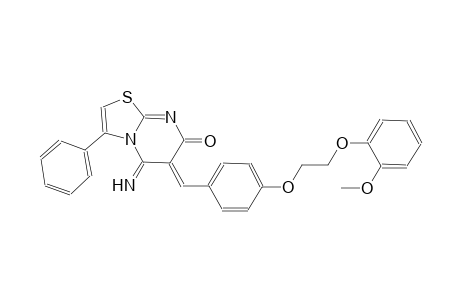 (6Z)-5-imino-6-{4-[2-(2-methoxyphenoxy)ethoxy]benzylidene}-3-phenyl-5,6-dihydro-7H-[1,3]thiazolo[3,2-a]pyrimidin-7-one