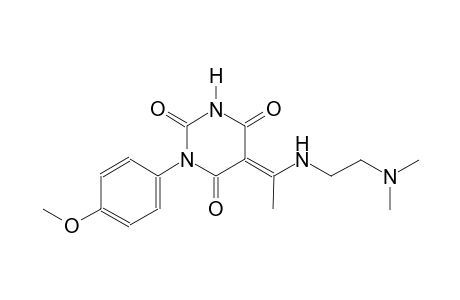 (5E)-5-(1-{[2-(dimethylamino)ethyl]amino}ethylidene)-1-(4-methoxyphenyl)-2,4,6(1H,3H,5H)-pyrimidinetrione