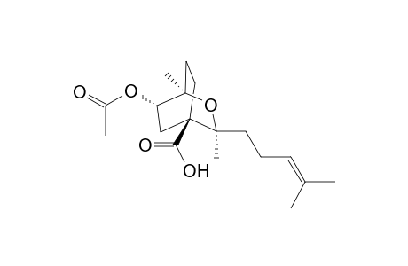 2-Oxabicyclo[2.2.2]octane-4-carboxylic acid, 6-(acetyloxy)-1,3-dimethyl-3-(4-methyl-3-pentenyl)-, (1.alpha.,3.alpha.,4.beta.,6.alph a.)-(.+-.)-
