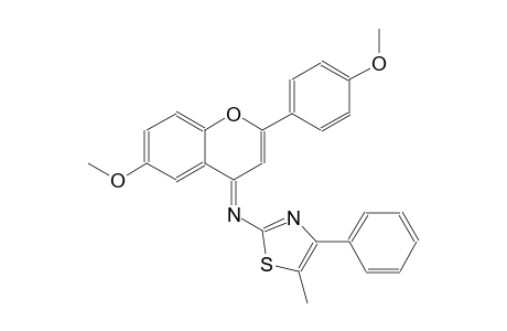 N-[(4E)-6-methoxy-2-(4-methoxyphenyl)-4H-chromen-4-ylidene]-5-methyl-4-phenyl-1,3-thiazol-2-amine