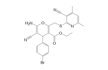 4H-pyran-3-carboxylic acid, 6-amino-4-(4-bromophenyl)-5-cyano-2-[[(3-cyano-4,6-dimethyl-2-pyridinyl)thio]methyl]-, ethyl ester
