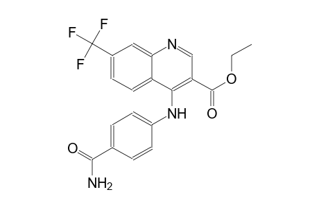 3-quinolinecarboxylic acid, 4-[[4-(aminocarbonyl)phenyl]amino]-7-(trifluoromethyl)-, ethyl ester