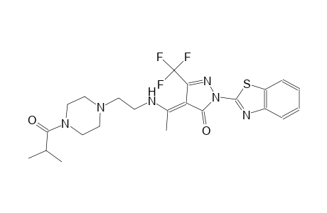 3H-pyrazol-3-one, 2-(2-benzothiazolyl)-2,4-dihydro-4-[1-[[2-[4-(2-methyl-1-oxopropyl)-1-piperazinyl]ethyl]amino]ethylidene]-5-(trifluoromethyl)-, (4E)-