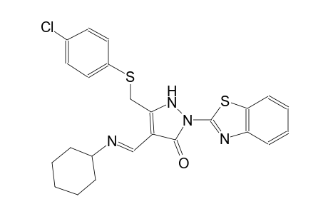 2-(1,3-benzothiazol-2-yl)-5-{[(4-chlorophenyl)sulfanyl]methyl}-4-[(E)-(cyclohexylimino)methyl]-1,2-dihydro-3H-pyrazol-3-one