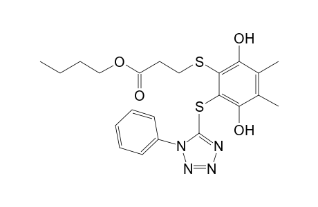 Propanoic acid, 3-[[2,5-dihydroxy-3,4-dimethyl-6-[(1-phenyl-1H-tetrazol-5-yl)thio]phenyl]thio]-, butyl ester
