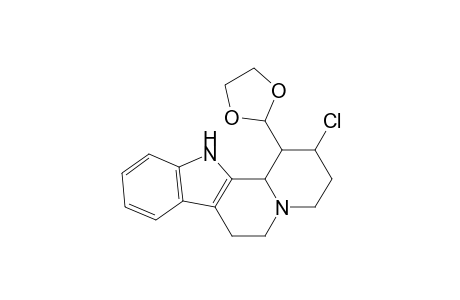 Indolo[2,3-a]quinolizine, 2-chloro-1-(1,3-dioxolan-2-yl)-1,2,3,4,6,7,12,12b-octahydro-