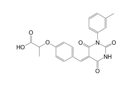 2-{4-[(Z)-(1-(3-methylphenyl)-2,4,6-trioxotetrahydro-5(2H)-pyrimidinylidene)methyl]phenoxy}propanoic acid