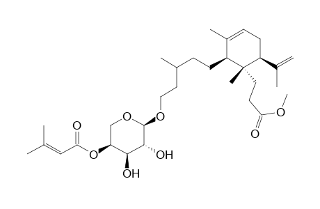 3-Cyclohexene-1-propanoic acid, 1,3-dimethyl-6-(1-methylethenyl)-2-[3-methyl-5-[[4-O-(3-methyl-1-oxo-2-butenyl)-.alpha.-L-arabinopyranosyl]oxy]pentyl]-, methyl ester, [1S-[1.alpha.,2.beta.(R*),6.beta.]]-