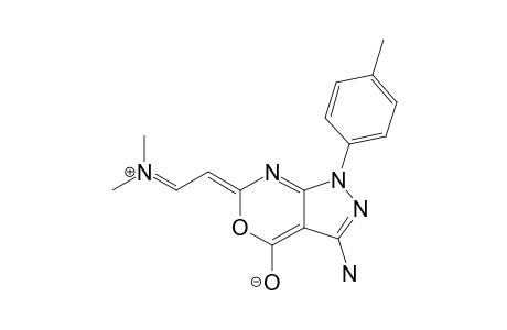 (E)-3-Amino-6-(N.N-dimethylimmonio)ethylidene-4-oxido-1-(4'-tolyl)pyrazolo[3,4-d][3,1]-oxazine