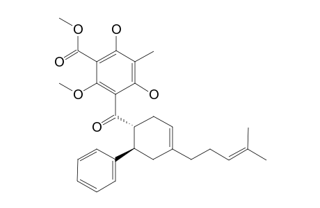 HOSTMANIN-D;REL-(1'R*,6'R*)-(4,6-DIHYDROXY-5-METHYL-3-METHYLESTER-2-METHOXYPHENYL)-(3'-ISOHEXENYL-1'-PHENYLCYCLOHEX-3'-ENYL)-METHANONE