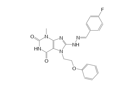 4-fluorobenzaldehyde [3-methyl-2,6-dioxo-7-(2-phenoxyethyl)-2,3,6,7-tetrahydro-1H-purin-8-yl]hydrazone