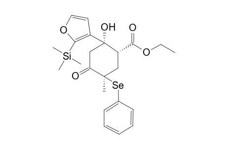 Ethyl (1RS,2SR,5RS)-2-Hydroxy-5-methyl-4-oxo-5-phenylselanyl-2-(2-trimethylsilyl-3-furyl)cyclohexanecarboxylate