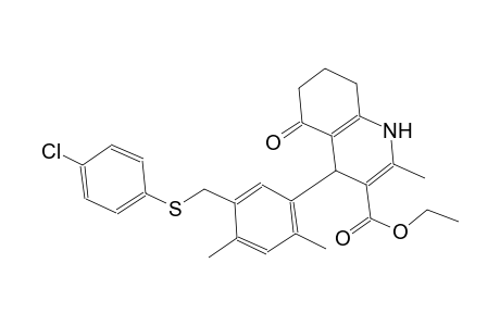 ethyl 4-(5-{[(4-chlorophenyl)sulfanyl]methyl}-2,4-dimethylphenyl)-2-methyl-5-oxo-1,4,5,6,7,8-hexahydro-3-quinolinecarboxylate