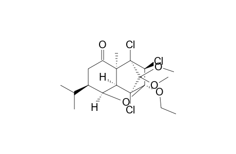 (1S*,3R*,4S*,,5S*,7S*,8R*,9S*,12R*)-4,5,7-Trichloro-3-ethoxy-12-isopropyl-6,6-dimethoxy-9-methyl-2-oxatetracyclo[6.4.0.0(3,7).0(5,9)]dodecan-10-one