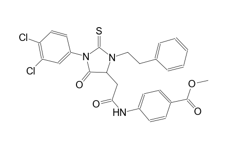 benzoic acid, 4-[[[1-(3,4-dichlorophenyl)-5-oxo-3-(2-phenylethyl)-2-thioxo-4-imidazolidinyl]acetyl]amino]-, methyl ester