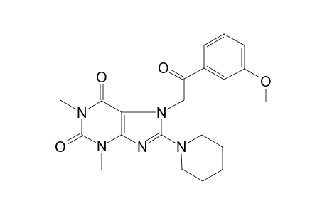 7-[2-(3-methoxyphenyl)-2-oxidanylidene-ethyl]-1,3-dimethyl-8-piperidin-1-yl-purine-2,6-dione