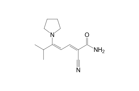 2-Cyano-6-methyl-5-(1-pyrrolidinyl)-2,4-heptadienamide