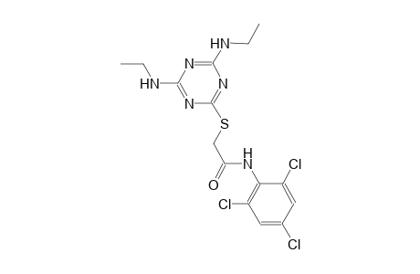 2-{[4,6-bis(ethylamino)-1,3,5-triazin-2-yl]sulfanyl}-N-(2,4,6-trichlorophenyl)acetamide