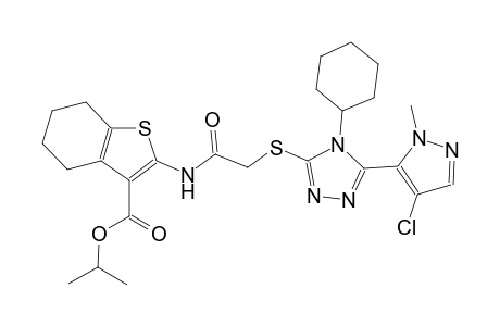 isopropyl 2-[({[5-(4-chloro-1-methyl-1H-pyrazol-5-yl)-4-cyclohexyl-4H-1,2,4-triazol-3-yl]sulfanyl}acetyl)amino]-4,5,6,7-tetrahydro-1-benzothiophene-3-carboxylate